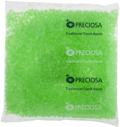 Czech Glass Seed Bead/Pony Bead 6/0 Transparent Neon Green - 250g Bulk Bag by Preciosa (Jablonex)