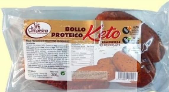 Bollo Proteico Keto con Pepitas de Chocolate, 200 g. Pack de 2