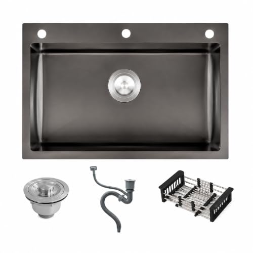 Fregadero de acero inoxidable de un seno con acabado cepillado premium para encimeras