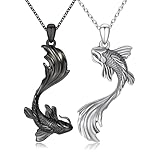 OHAYOO Koi Matching Necklace for Couples Sterling Silver Yin Yang Necklace Set Koi Fish Jewelry for Women Men