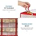 ZOBER Christmas Ornament Storage Box - Stores 128 Ornaments W/ 2 Sided Zipper - Flexible Plastic Christmas Ornament Storage Containers - 3 Inch Cube Compartments - Red