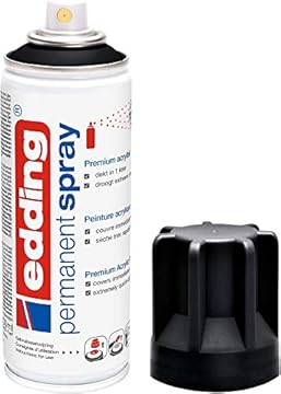 edding 5200 Permanent Spray – Matte Dark Black – 200 ml – Acrylic Paint for Painting or Decorating Glass, Metal, Wood, Ceramic, Plastic, Canvas, Acrylic Spray Paint