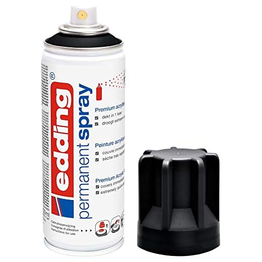 edding 5200 spray permanente - negro intenso mate - 200 ml - pintura acrílica para pintar y decorar vidrio, metal, madera, cerámica, plástico, lienzo - aerosol, spray acrílico, spray de pintura