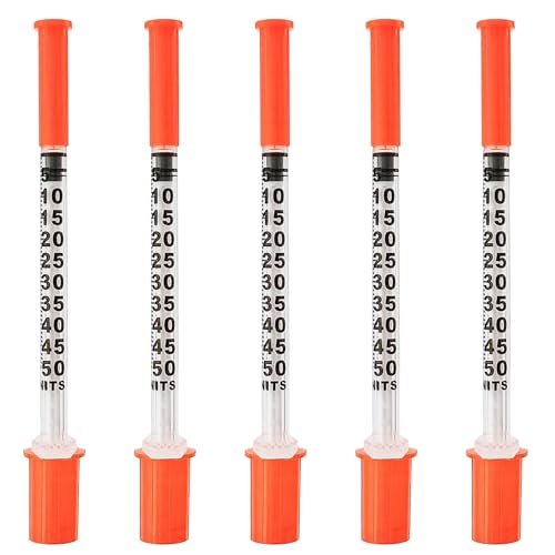 U-100 0.5cc/mL Syringes with 31G 5/16 inch (8mm) Needles Scientific Lab,Individual Package Pack of 100