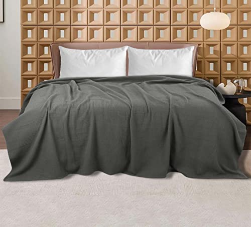 Bed Bath & Home Waffle Weave Blanket King Size 100% Cotton Throw Blanket - Thermal Blanket For Bed Sofa And Couch 108 X 90 Inches Grey Color By Bed Bath And Home #TOP1