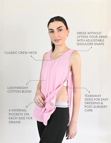 Image of Inspired Comforts Post Surgery Mastectomy Recovery Tank Top with Drain Pocket & Snap-Access