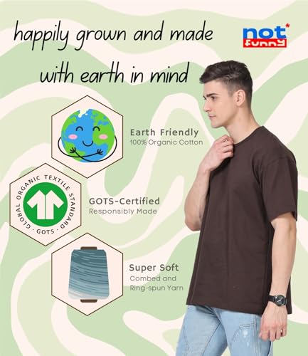Image of Not Funny 280 GSM Pure Organic Cotton Oversized t Shirts for Men | Drop Shoulder Tshirt for Men & Boys (Available in Black, Blue, Beige,Orange & White)