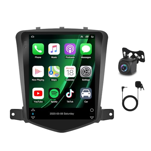 ikasus 2G + 64G Radio de coche 2 Din para Chevrolet Cruze 2008 – 2015 Android 15 Wireless Carplay Android Auto 9.7 pulgadas Auto Radio con FM RDS GPS Navi WiFi Bluetooth MIC Cámara de visión trasera
