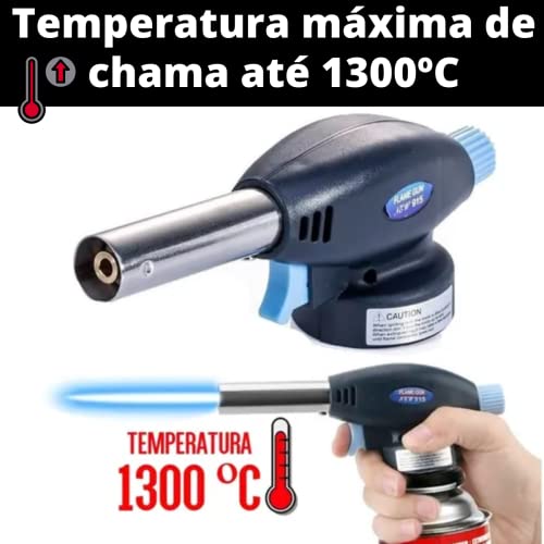 Kit 2 Maçarico Profissional Portátil Culinário Gourmet Regulagem Chama