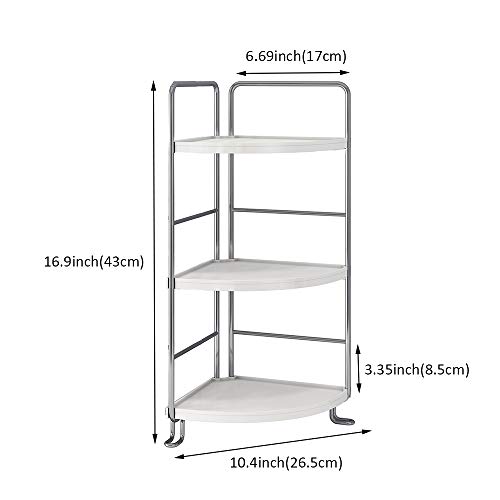 Kingberwi 3-Tier Corner Spice Rack Kitchen Bathroom Countertop Organizer Vanity Tray Cosmetic Makeup Storage Standing Shelf, White #TOP4