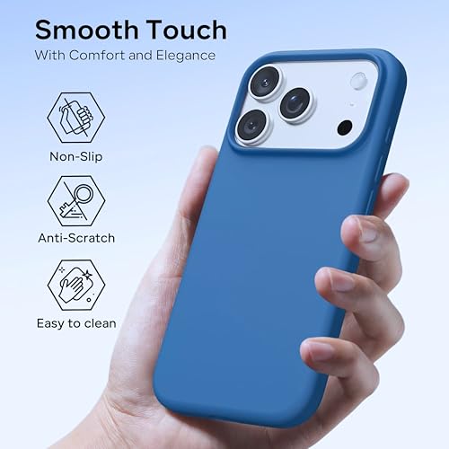 Image of Silicone Case for iPhone 17 Pro Max 6.9-Inch, Silky-Soft Touch Full-Body Protective Phone Case, Shockproof Back Cover for iPhone 17 Pro Max (Yale Blue)