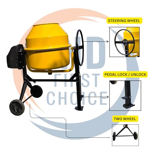Image of IND Heavy Duty Electric Portable Concrete Mixer Machine - 200 L Drum, 900 W Pure Copper Singal Phase Motor, Mixing Capacity up to 60 kg