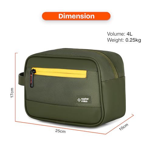 Image of Nasher Miles Stash Toiletry Kit | Cosmetic Bag | PU & Polyester | Travel Pouch Organizer | Multipurpose Storage Compartments & Carry Handle | Travel Accessory for Men & Women (Olive)