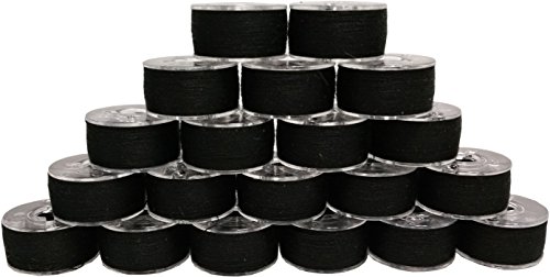 World Weidner 20 Prewound 90 Weight Black Polyester Bobbins Size A Class 15 Style 15J for Brother & Baby Lock Embroidery-Only Machines