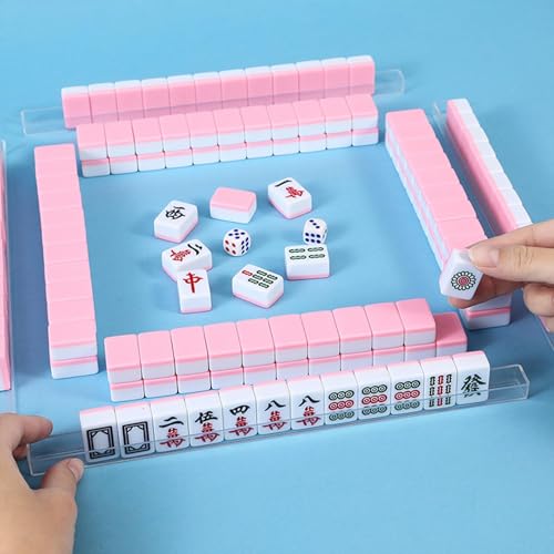 Set mini Mahjong chino portátil con reglas y mantel miniatura 2