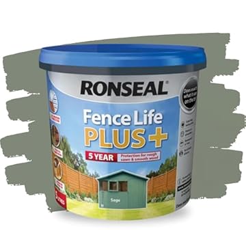 SAVING HUB Fence Paint 5L - Garden Shed Paint, Outdoor Furniture Paints - Exterior Wood Treatment - Used On Rough Swan & Smooth Planed Wood - Sheds & Fences Life Plus - Dry in 4 Hours (Sage)