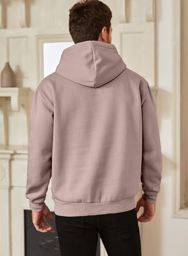 Image of JMIERR Mens Fleece Lined Hoodie Pullover Drawstring Pocket Winter Warm | Cozy fleece-lined pullover, adjustable drawstring hood, kangaroo pocket, regular fit, machine wash
