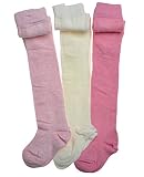 3 pack of Plain Pink & Cream Cotton Baby Tights - Multipack