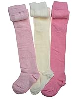 WB SOCKS 3 pack of Plain Pink & Cream Cotton Baby Tights - Multipack