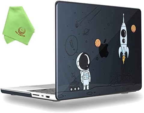 UESWILL Compatible with MacBook Pro 14 inch Case Cover 2021-2023 Model A2442/A2779, with M1 M2 Pro/Max chip & Touch ID, Creative Design Pattern Hard Shell Case + Microfiber Cloth, Astronaut B
