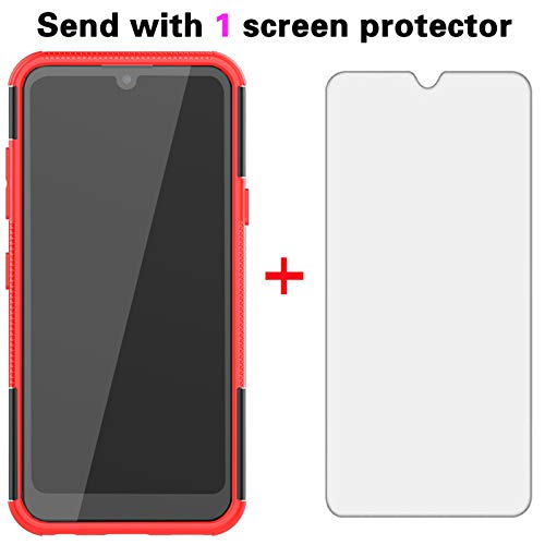 Phone Case For Lg Premier Pro Plus 6.1"/Harmony 4/K40S/K41 With Tempered Glass Screen Protector Cover And Stand Kickstand Hard Rugged Hybrid Protective Cell Accessories L455Dl K 40S Cases Black Red #TOP2