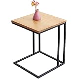 Table D'appoint Grande, Tables De Canapé Simples Table Basse en Fer Forgé Table Basse en Bois avec Structure en Forme De C, pour Les Coins De Loisirs De L'entreprise(Size:50CM)