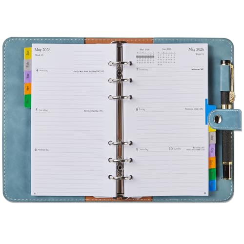 Agenda 2026 Semainier Petit Format Rechargeable, 1 Semaine sur 2 Pages Organiseur avec Onglets Mensuel, Poche, Porte-stylo, Couverture Souple, 12 Mois Planificateur Jan à Déc.2026(Personal A6) Agenda 2026 Semainier Petit Format Rechargeable, 1 Semaine sur 2 Pages Organiseur avec Onglets Mensuel, Poche, Porte-stylo, Couverture Souple, 12 Mois Planificateur Jan à Déc.2026(Personal A6)