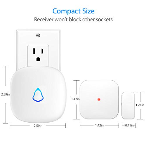 Door Chime Sensor Secrui Door Open Alarm for Business/Kids Safety(400ft, 32 Chimes, 5 Adjustable Volume) 1 Plug-in Receiver 2 Door Sensors for Office/Home/Store