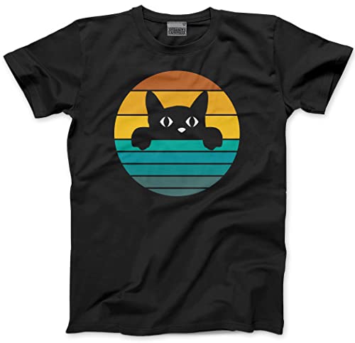 HotScamp Retro Cat - Kids T-Shirt - Funny Graphic 12-13 Years Black