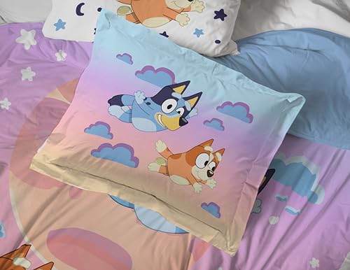Image of Bluey Bingo Full Comforter Set 7 Piece Kids Bedding for Girls, Multi | Bed in a Bag, Comforter Sheets Shams Pillowcases, Official Brand, Soft Microfiber, Machine Washable, Girls Gift