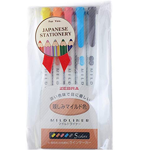Zebra MILDLINER WKT-N-5C(5-Color Set) with MIYABI stationery store original gift package[N5C]