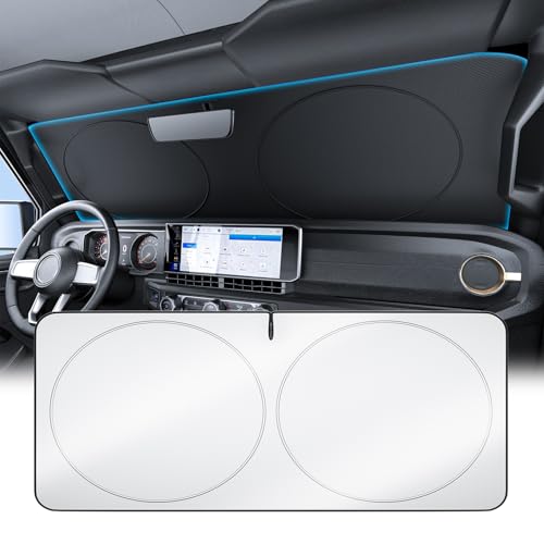 Image of Wigoo 2026 Upgrade Universal Car Windshield Sun Shade [100% Light Block, Durable 210D Oxford] Foldable Heat Insulation Interior Sun Visor to Keep Interior Cool with Storage Bag, XS(59 inchx21 inch)