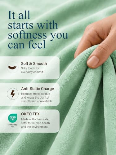 Image of Utopia Bedding Soft Fleece Bed Blanket Queen Size Mint Green (90x90 Inch)