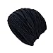 Produktbild URSING_Herren Wintermütze Draussen Wolle stricken Warmer Hut Dick Weich Mütze Long Slouch Beanie Strickmütze für Outdoor mit Fleecefutter Ski Kappen Herrenmütze (44~60cm, Schwarz A)