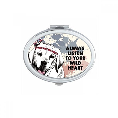 Miroir de poche ovale avec illustration de chien à l'aquarelle DIYthinker