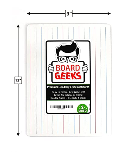 Board Geeks 1 Small Dry Erase Board For Kids - White Board For Kids | Individual Dry Erase Board For Kids - Portable Kids Mini Whiteboard | Double Sided Small White Boards | Lined And Plain, 9"X12" #TOP1