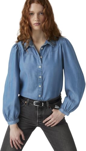 Levi’s Femme Chemise Western Journey à Boutons, Standard Fit, Bleu (Bright Mid Stone), L