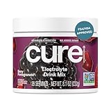 Cure Hydration | Plant-Based Electrolyte Drink Mix | No Added Sugar | FSA-HSA | Dehydration Relief Powder Made with Coconut Water | Non-GMO | Vegan | 28 Servings Jar - Berry Pomegranate
