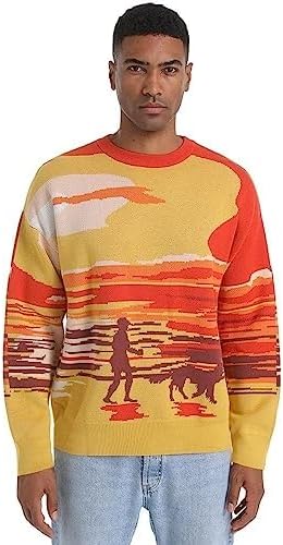 SINAR Men's Casual 100% Cotton Knit Sweater Loose Crew Neck Knitwear Winter Fashion Pullover Knitted Sweater (as1, Alpha, m, Regular, Regular, Golden01)