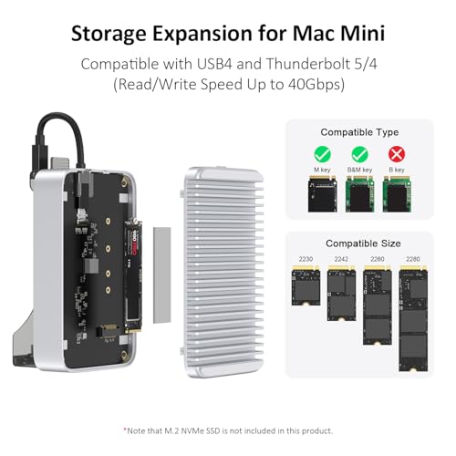 Soporte Mac mini M4 Hub USB 4 con carcasa SSD NVMe para mesa 6