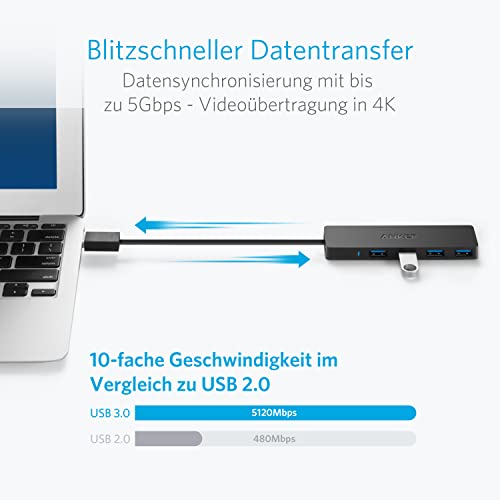 Anker 4-Port USB 3.0 Flacher Datenhub,Datensynchronisierung mit biszu 5Gbps – Ansicht 2