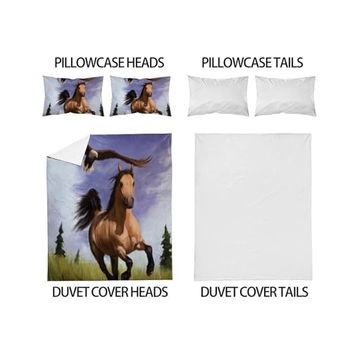 Housse de couette microfibre poney 3D hypoallergénique et douce - 4