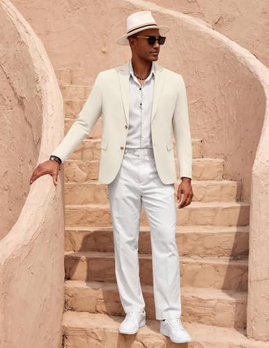 COOFANDY Mens Casual Cotton Linen Blazer Lightweight Linen Sport Coat Two Button Suit Jacket2