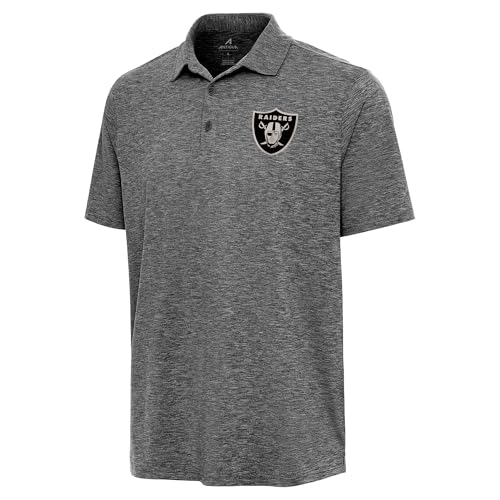Antigua Men's Heather Black Las Vegas Raiders Par 3 Polo