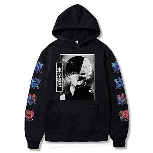 NUFR Unisex Tokyo Ghoul Anime Manga Hoodie Kaneki Ken Long Sleeve Hip Hop Pullover Hooded Sweatshirt