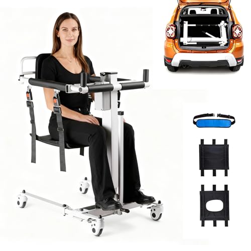 Upgrade Electric Transfer Lift - Foldable Patient Lift Transfer Chair for Car- Handicap Lift Shower Chair, Bathroom Wheelchairs Transfer Chairs for Seniors, Adults & Disabled