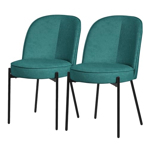 ML-Design Esszimmerstühle 2er Set, Petrol, Küchenstühle mit Stoffbezug und Stahlgestell, Wohnzimmerstuhl mit Rückenlehne, Polsterstühle für Esszimmer & Küche, Gepolsterte Stühle Ergonomischer Sessel