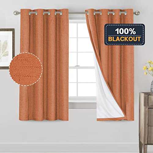 Image of PrinceDeco Blackout Curtains 100% Blackout Curtains for Bedroom Anti-Rust Grommet Thermal Insulated Curtains for Living Room Room Darkening Drapes for Nursery, Set of 2, 52 inch W x 63 inch L,Orange