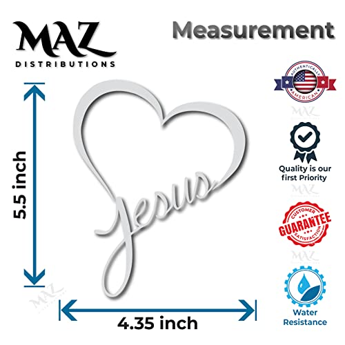 Jesus Heart Vinyl Decal Sticker | Cars Trucks Vans Walls Laptops Cups | White | 5.5 X 4.3 Inch | Maz-401 #TOP5