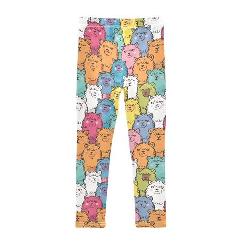 Color Alpaca Cute 1 Girls Leggings Athletic Pants Tights Stretch Bottom2